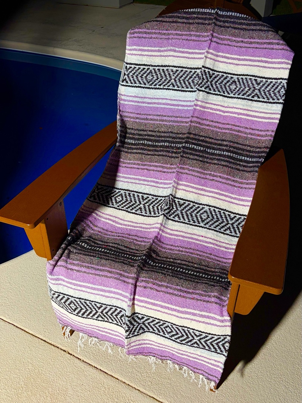 Mexican Falsa Blanket – Woven Striped Serape Throw with Fringe